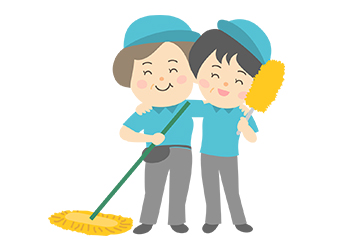 工場施設内の清掃スタッフ