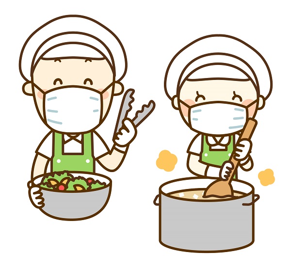 社員食堂内での調理補助
