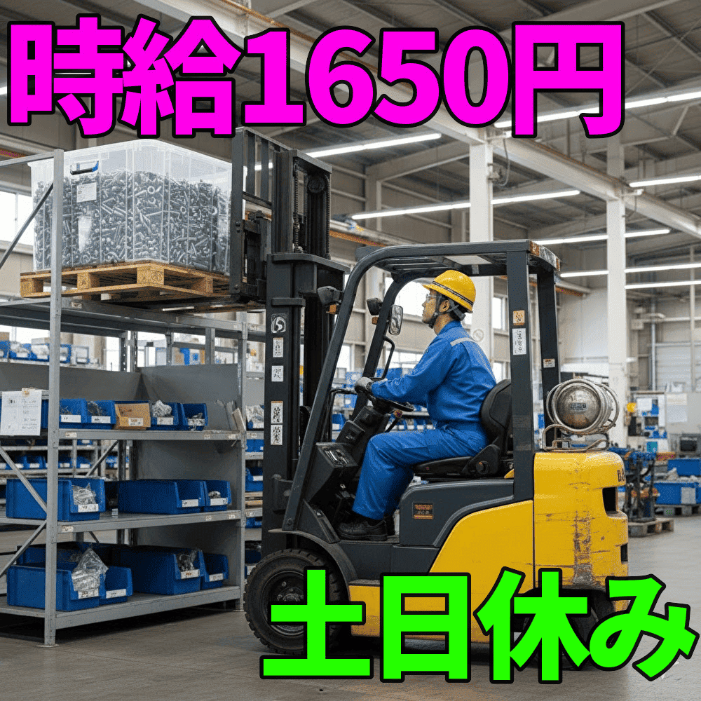 自動車部品を扱うフォークリフト作業