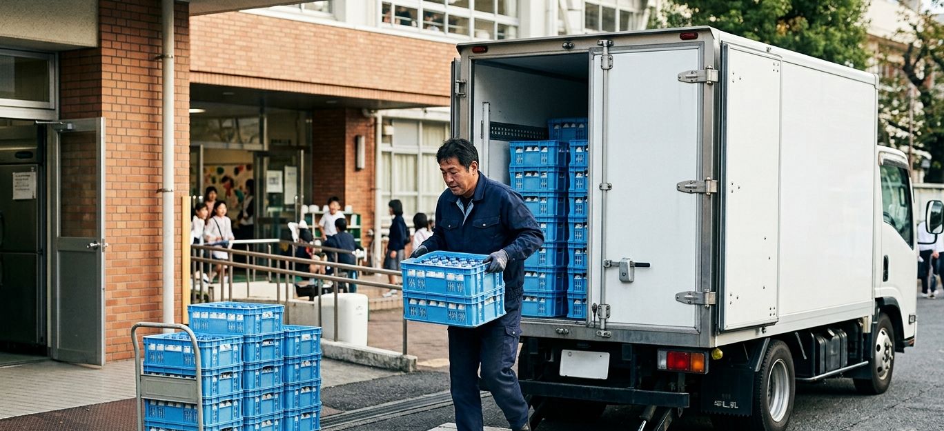 2t車で小中学校への乳製品配送業務！