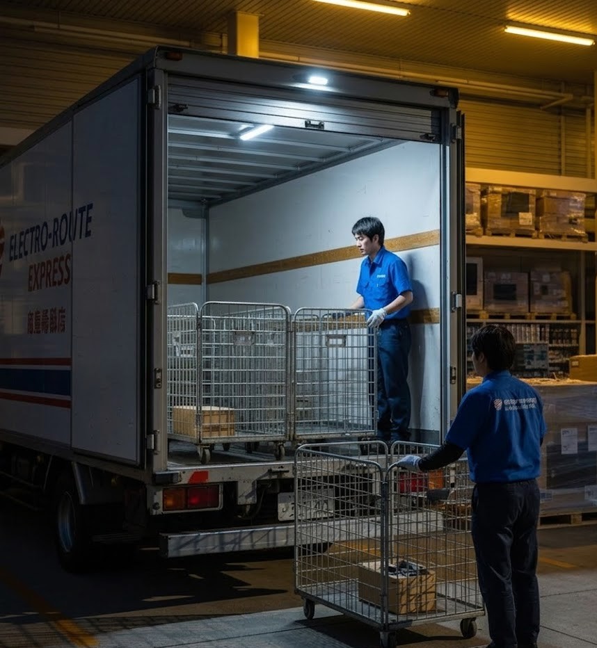 【夜勤】中型4tトラックにて倉庫～店舗間の家電製品のルート配送