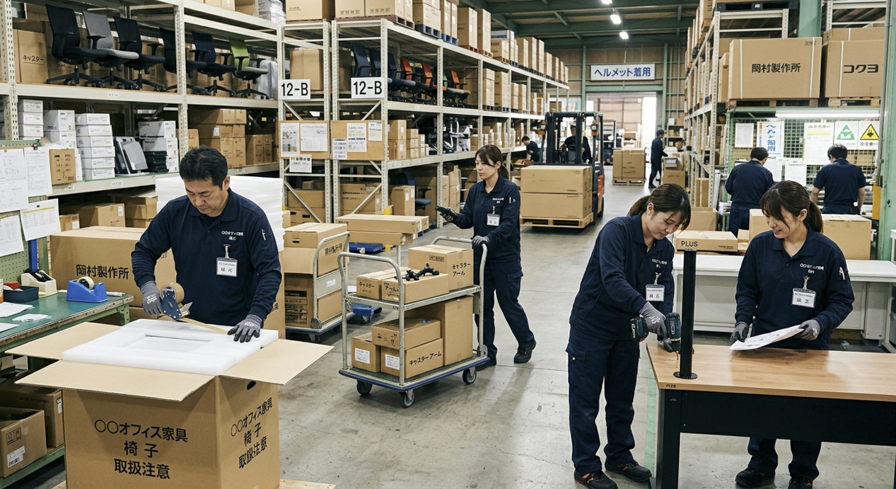 物流倉庫内での軽作業員