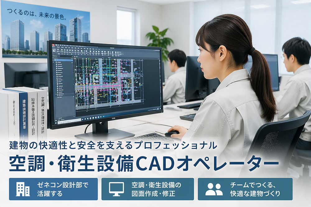 空調・衛生設備ＣＡＤオペレーター／ゼネコン設備設計部（Rebro）