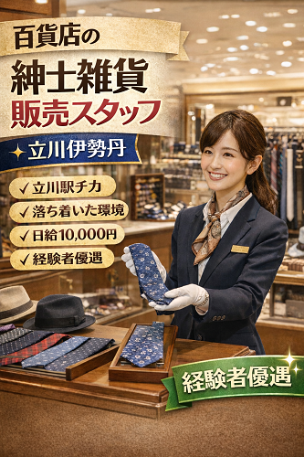 百貨店の紳士雑貨販売スタッフ