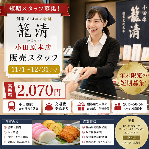 短期の食品販売スタッフ（かまぼこ・お歳暮ギフト）