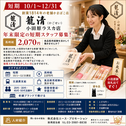 短期の食品販売スタッフ（かまぼこ・お歳暮ギフト）