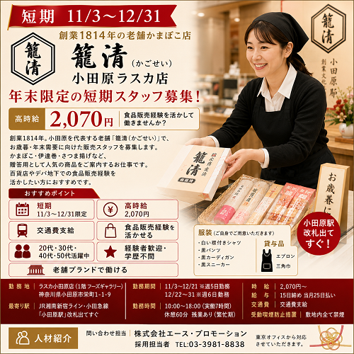短期の食品販売スタッフ（かまぼこ・お歳暮ギフト）