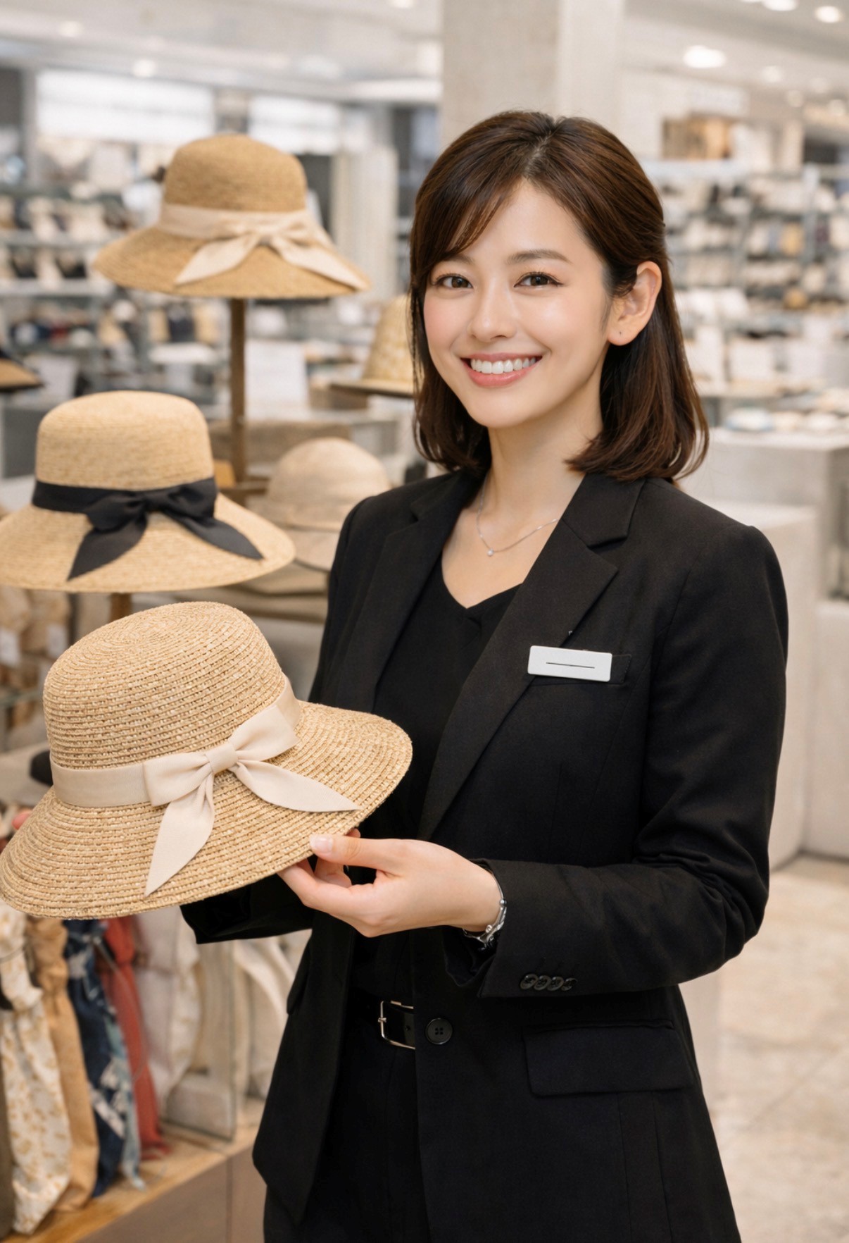 夏の婦人帽子販売スタッフ